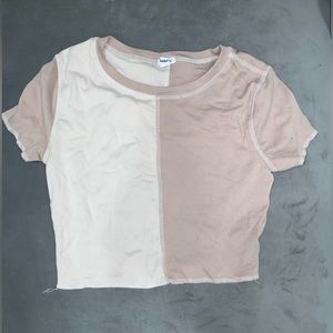 Garage Tan Exposed Seams Cropped Shirt Size S